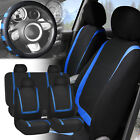 Car Seat Covers Blue Black Full Set For Auto Wblue Leather Steering Wheel