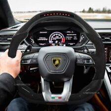 9 Pcs Led Real Carbon Fiber Steering Wheel Alcantara For Lamborghini Urus 18-21