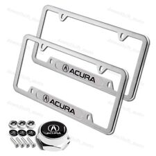 2pcs For Acura Silver Metal Stainless Steel License Plate Frame Bolt Screw Set