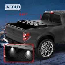 4.6ft Hard Tonneau Cover Tri-fold For 2022 2023 Ford Maverick Truck Bed Wlights