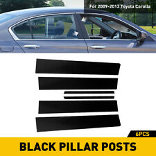 For 2009-2013 Toyota Corolla 6pcs Piano Black Pillar Posts Trim Door Cover Kit