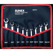 Sunex 9809a 9 Pc. Fractional Sae Metric Flare Nut Wrench Set