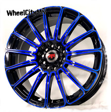 18 Inch Black Blue Revolution Racing R02 Wheels Fits Nissan Sentra Juke 5x4.5