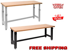 Ultrahd 72 Adjustable Height Heavy-duty Wood Top Workbench Worktable Solid Wood