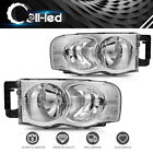 Headlights Assembly For 2002-2005 Dodge Ram 1500 2500 3500 Chrome Clear Lamps