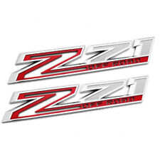 2 Oem Z71 Off Emblems Fender Badges For Silverado 84632695 2019-22 Chrome Red
