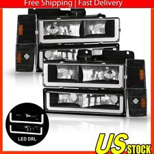 Led Tube Clear Headlightscornerbumper Lamps For 1994-1998 Chevy C10 Ck Tahoe