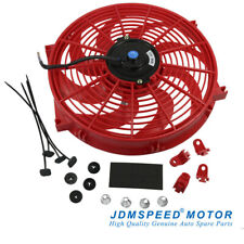 14 Inch Universal Slim Fan Push Pull Electric Radiator Cooling 12v Red Kit