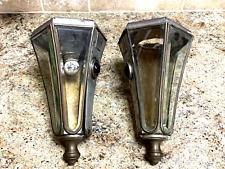 Antique 1900s Pair Automobile Car Coach Light Lamps Lanterns Beveled Glass 15d