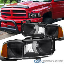 Black Fits 1999-2001 Dodge Ram 1500 2500 3500 Sport Headlights Corner Lamps Lr