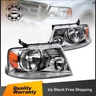 Headlights Assembly For 2004-2008 Ford F150 F-150 Chrome Housing Amber Headlamps