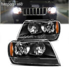 Headlights For 1999-2004 Jeep Grand Cherokee Amber Corner Lamp Black Headlamps
