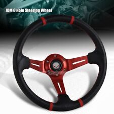 350mm Carbon Pvc Leather Deep Dish Drift Red Stitch 6-hole Racing Steering Wheel