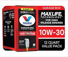 Valvoline High Mileage Maxlife 10w-30 Synthetic Blend Motor Oil 12 Qt Garage Box