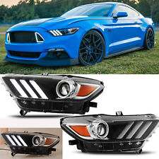 Led For Ford Mustang 2015-2017 Headlights Hid Xenon Front Lamp Amber Reflector