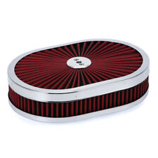 12 Oval Air Cleaner With Red Washable Element Fits Sbc Bbc Chevy Ford Hot Rod