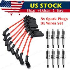 8pack 9748rr Wires Red 41-962 Spark Plugs Set For Chevy Gmc 4.8l 5.3l 6.0l V8