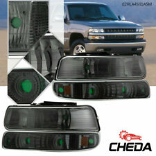 Fit For 99-02 Chevy Silverado Corner Headlights Signal Bumper Lamps Smoked