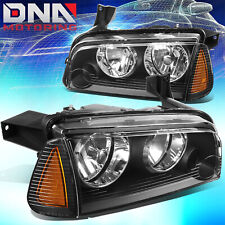 For 2006-2010 Dodge Charger Factory Style Headlight Black Housing Amber Corner