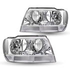 Pair Headlights For 1999-2004 Jeep Grand Cherokee Chrome Housing Headlamps 2pc