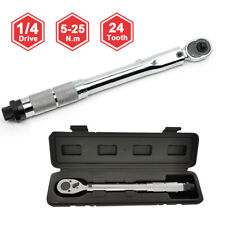 14 Drive Adjustable Ratchet Click Torque Wrench Hand Tools 5-25nm With Case Us