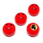 4 Red Smiley Face Ball Tirewheel Air Stem Valve Caps For Car-truck-hot Rod