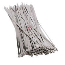 100 Pcs 304 Stainless Steel 8 Exhaust Wrap Coated Metal Locking Cable Zip Ties