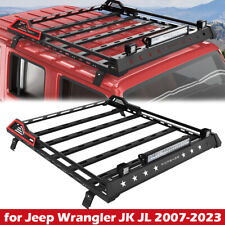 Roof Rack Cargo Basket With Led Light Bars Fit Jeep Wrangler Jk Jl 2007-2023 4d