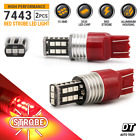 Syneticusa 7443 7440 Led Red Strobe Flash Brake Stop Tail Parking Light Bulb