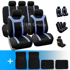 Sports Car Seat Covers Complete Set With Carpet Floor Mats Blue Black