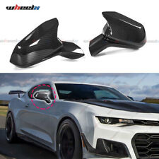 Carbon Fiber Horn Rearview Mirror Caps Cover Overlay For Chevy Camaro 2016-2022