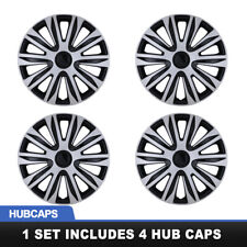 15 Set Of 4 Silver Black Wheel Covers Snap On Hub Caps Fit R15 Tiresteel Rim