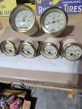 6 Dolphin Gauge Set Antique White With Gold Bezels