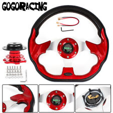 12.5 Universal Red D Shape Racing Steering Wheel Quick Release Adapter Boss Kit