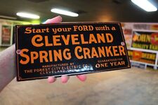 Cleveland Spring Cranker Dealer Porcelain Metal Sign Gas Oil Ford Chevy Ok