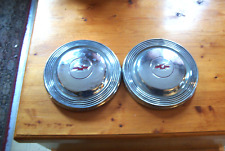 Oe Vintage Pair Of 10.5 Chevy Dog Dish Caps 66 Biscaynebel Airimpala