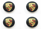 Genuine Porsche 997 987 Cayenne Center Cap Black Colored Crest Wheel Set 4
