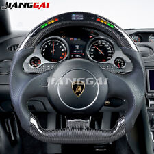 Led Carbon Fiber Perforated Leather Steering Wheel For 04 Lamborghini Gallardo