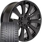 22 Inch Black 5922 Rims Goodyear Tires Fit Chevy Tahoe Silverado High Country