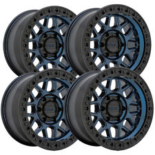 Set Of 4 Kmc Km549 Grs 17x9 6x135 18mm Blue Wheels Rims 17 Inch