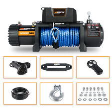 Electric Winch 12000lbs Winch Synthetic Rope 12v Truck Towing Trailer 4wd 4x4