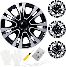 15 Set Of 4 Black Silver Wheel Covers Snap On Hub Caps Fit R15 Tire Steel Rim