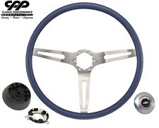 1969-72 Chevy Chevelle Blue 3 Spoke Sport Steering Wheel Kit Comfort Grip Hub