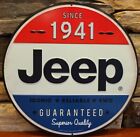 New Vintage Rustic Style Jeep 4wd 12in Round Embossed Metal Sign Mancave