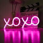 Led Neon Sign Night Light Wall Lamp Bedroom Xoxo Artwork Wedding Decor Pink