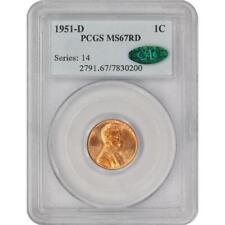 1951-d Lincoln Cent 1c Pcgs Ms-67rd Cac - Nice Color