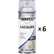 Case Of 6 Cans Watco 63281 - 11.25 Oz. Crystal Clear Satin Spray Lacquer Hr