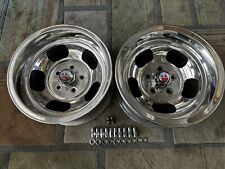 Vintage Pair 2 15x8.5 Polished Ansen Sprint Mags 4 34 Chevy Car Mismatched