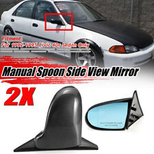 Pair Manual Side View Mirrors Carbon Fiber For Honda Civic Eg 4dr Sedan 92-95