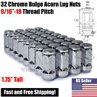 32pc 916-18 Chrome Bulge Acorn Lug Nuts For Chevy C20 C30 K20 K30 1.75 Tall